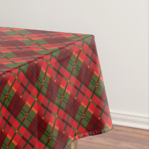 Modern Holiday Plaid Pattern in Red Green Angle Tablecloth