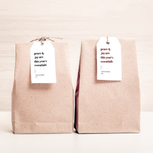 Modern Holiday Quote Peace And Joy Gift Tags