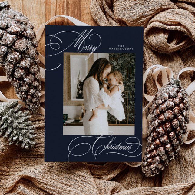 Modern Holiday Script Merry Christmas Photo Card (Creator Uploaded)