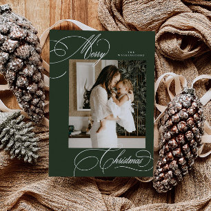 Modern Holiday Script Merry Christmas Photo Card