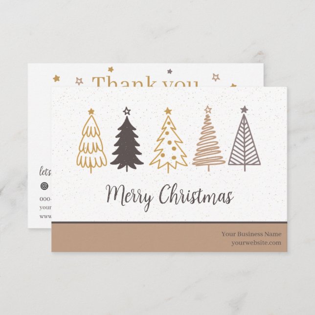 Modern Holiday Social QR Code, Thank You Business Enclosure Card (Front/Back)