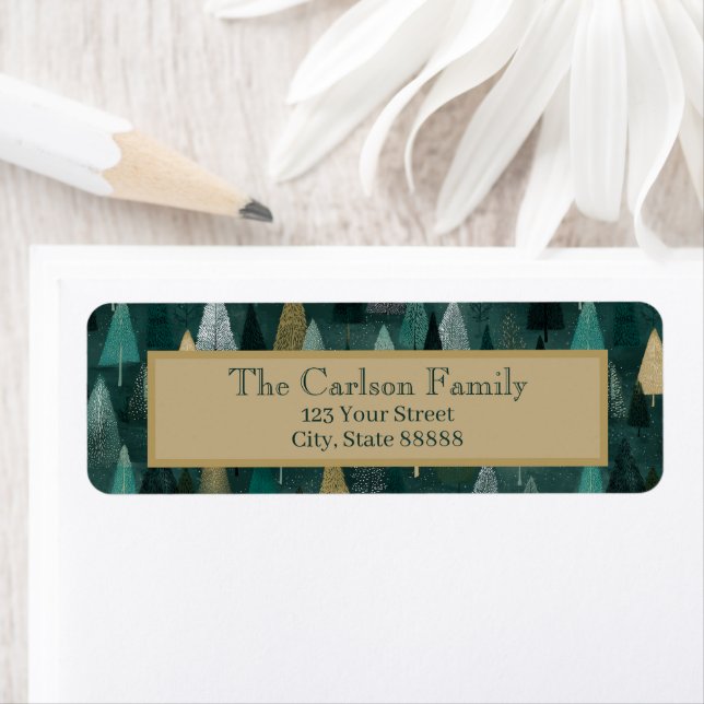 Modern Holiday Trees Return Address Label (Insitu)