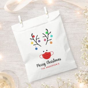 Modern Holiday Whimsical Masked Reindeer Christmas Favour Bags