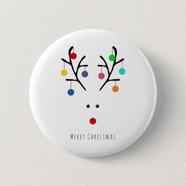 Modern Holiday Whimsical Reindeer Christmas  6 Cm Round Badge (Front)