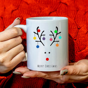 Modern Holiday Whimsical Reindeer Christmas Coffee Mug