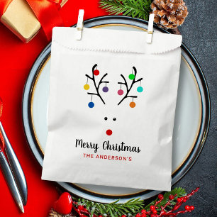Modern Holiday Whimsical Reindeer Christmas Favour Bags