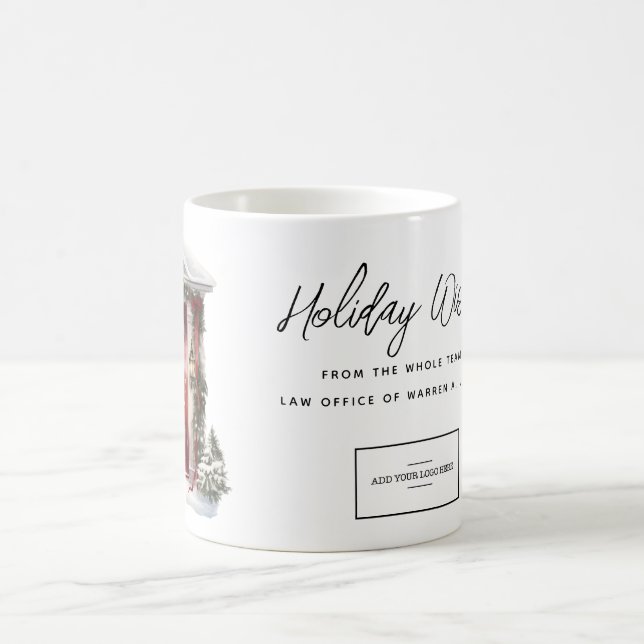 Modern Holiday Wishes Business Add Logo Coffee Mug (Center)