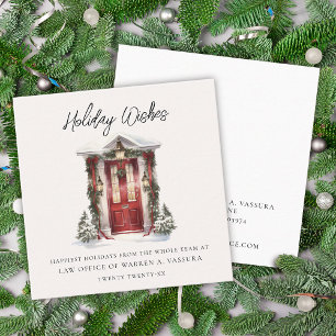 Modern Holiday Wishes Business Square Business Card