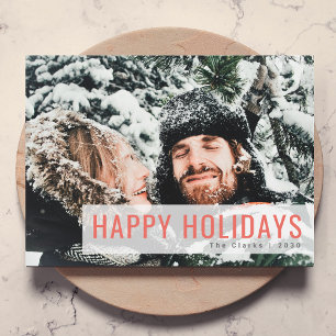 Modern Holidays Selfie Christmas Couple Photo Holiday Card