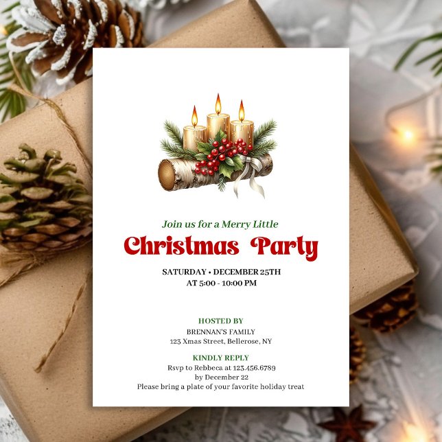 Modern Holly Berries Christmas Decoration Invite (Modern Holly Berries Christmas Decoration Invite)