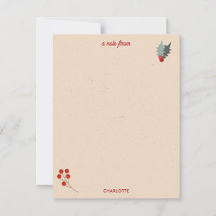 Modern Holly Berry Christmas Botanical Pattern Card