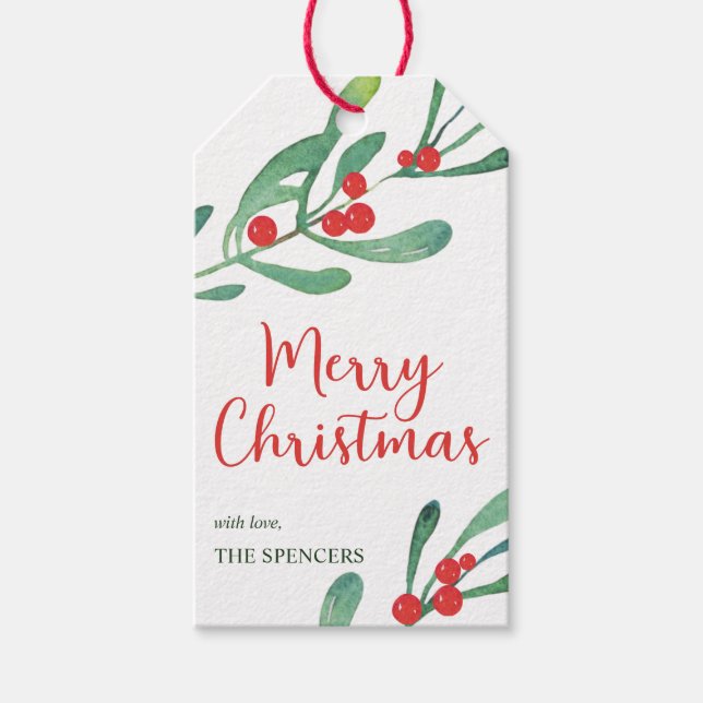 Modern Holly Christmas Personalised Gift Tags (Front)