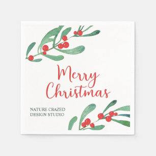 Modern Holly Company Christmas Napkin
