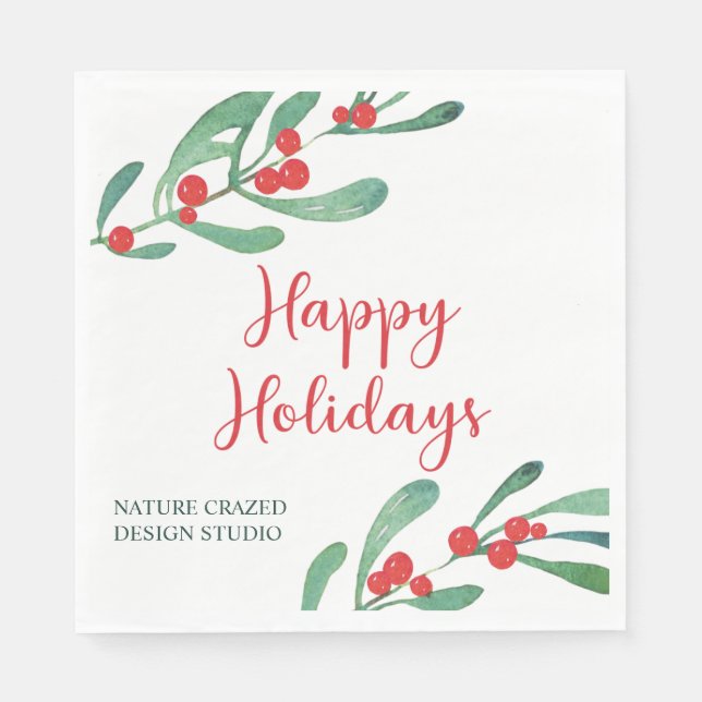 Modern Holly Company Holiday Party Napkin (Front)