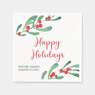 Modern Holly Company Holiday Party Napkin