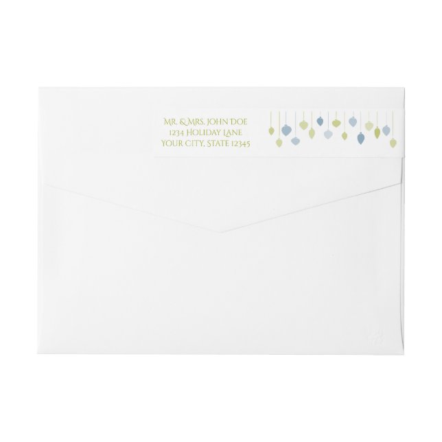 Modern Holly Jolly Minimalist Holiday Baubles Wrap Around Label (Back)