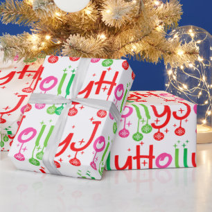 Modern Holly Jolly Typography Wrapping Paper