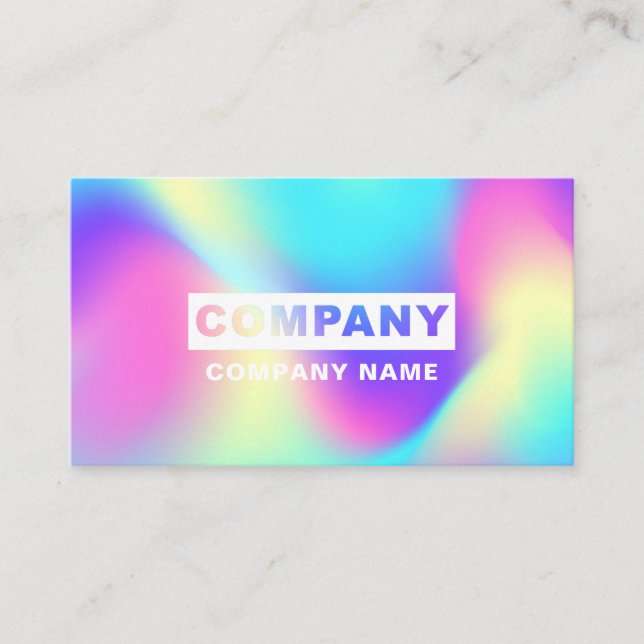 Modern Holographic Abstract Sky Pastel Rainbow Business Card (Front)