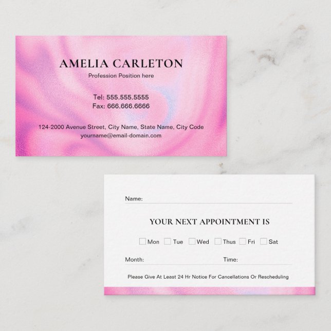 Modern Holographic Appointment Card (Front/Back)