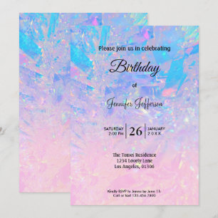 Modern holographic Birthday invitation