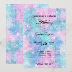 Modern holographic Birthday invitation