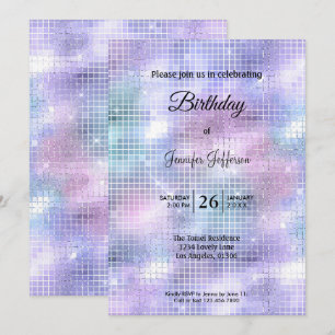 Modern holographic Birthday invitation