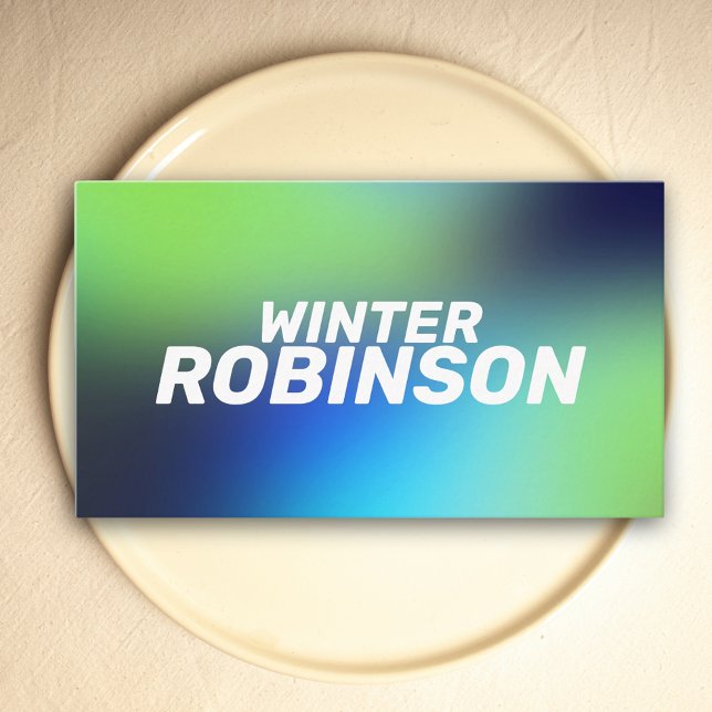 Modern holographic blue green turquoise business card (Holographic design for stylish business card)