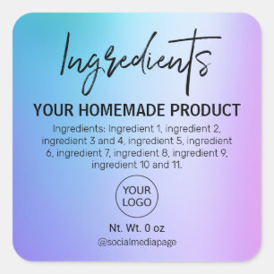 Modern Holographic Blue Ingredient Labels