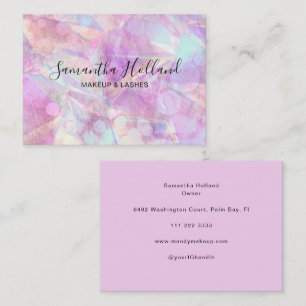 Modern Holographic Blush Pink & Opal Makeup Business Card