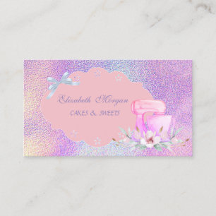 Modern, Holographic Cake Mixer Bakery Business Card