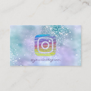 Modern Holographic Diamonds Instagram Social Media Business Card