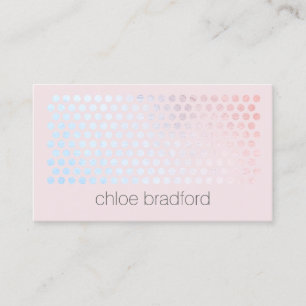 Modern Holographic Dot Pattern on Pink Business Card