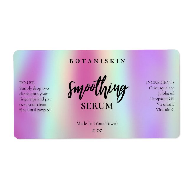 Modern Holographic Face Serum Labels (Front)