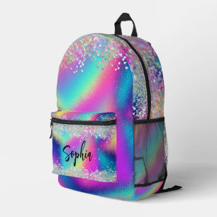 Modern Holographic Glitter Colourful Rainbow Trend Printed Backpack
