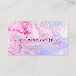 Modern Holographic Glitter Makeup Artist Girly Business Card