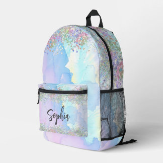 Modern Holographic Glitter Rainbow Trendy Printed Backpack
