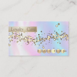Modern Holographic Gold Confetti  Loyalty Card