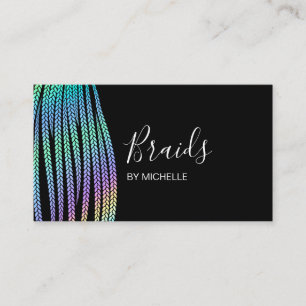 Modern Holographic Hair Braider, Braids, Braiding Business Card