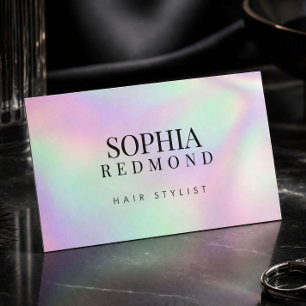 Modern Holographic Hair Stylist Beauty Salon Business Card