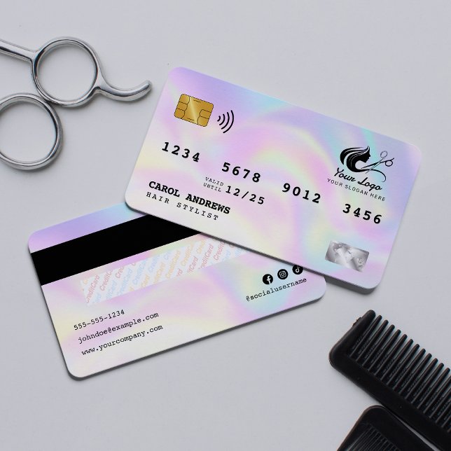 Modern Holographic Hair Stylist Credit Card Styled (Creator Uploaded)