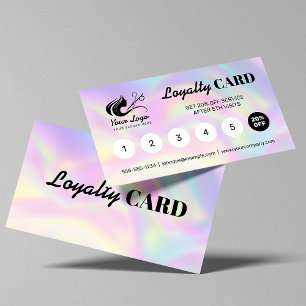 Modern Holographic Hairstylist Logo Reward Loyalty Card