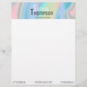 Modern Holographic Liquid Marble Custom Letterhead