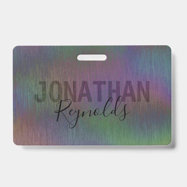 Modern Holographic Metal Name Monogram - Badge ID Badge (Front)