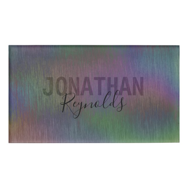 Modern Holographic Metal Name Monogram - Name Tag (Front)