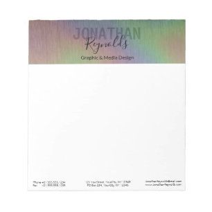 Modern Holographic Metal Name Monogram - Notepad