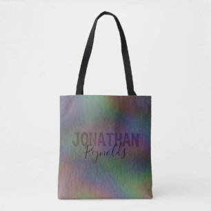 Modern Holographic Metal Name Monogram - Tote Bag