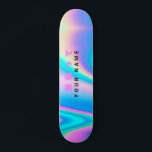 Modern Holographic Name Japanese Wave Skateboard<br><div class="desc">Easily personalise this modern and colourful skateboard with your custom name, text, good luck messages or any personalised text. The skateboard has an Holographic Rainbow Pastel Wave abstract background design with simple unicorn aesthetic and a cute japanese anime quote saying 頑張って (ganbatte), that is the best phrase you can use...</div>