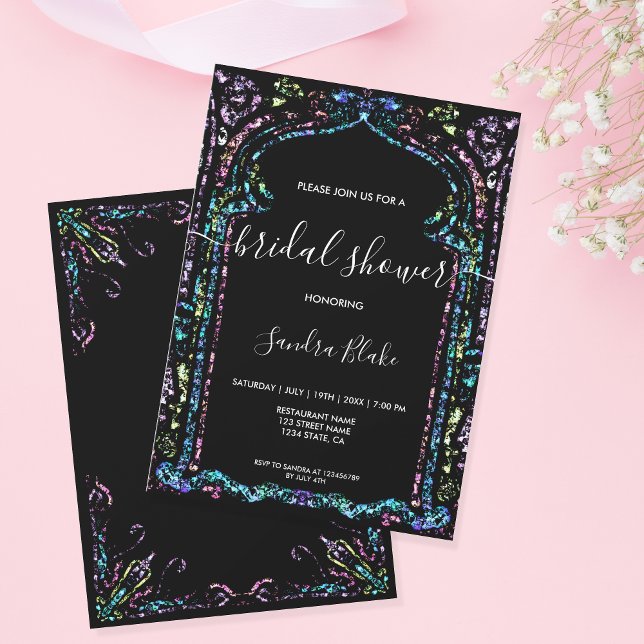 Modern Holographic Ornament Indian Bridal Shower Invitation (Creator Uploaded)