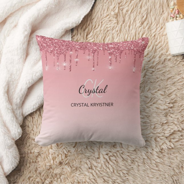 Modern Holographic Pink Dripping Glitter  Cushion (Blanket)