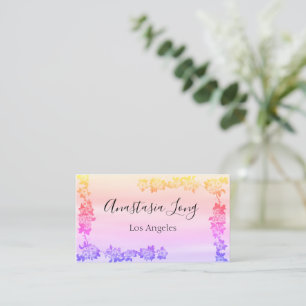 Modern Holographic Pink Flowers Business Card